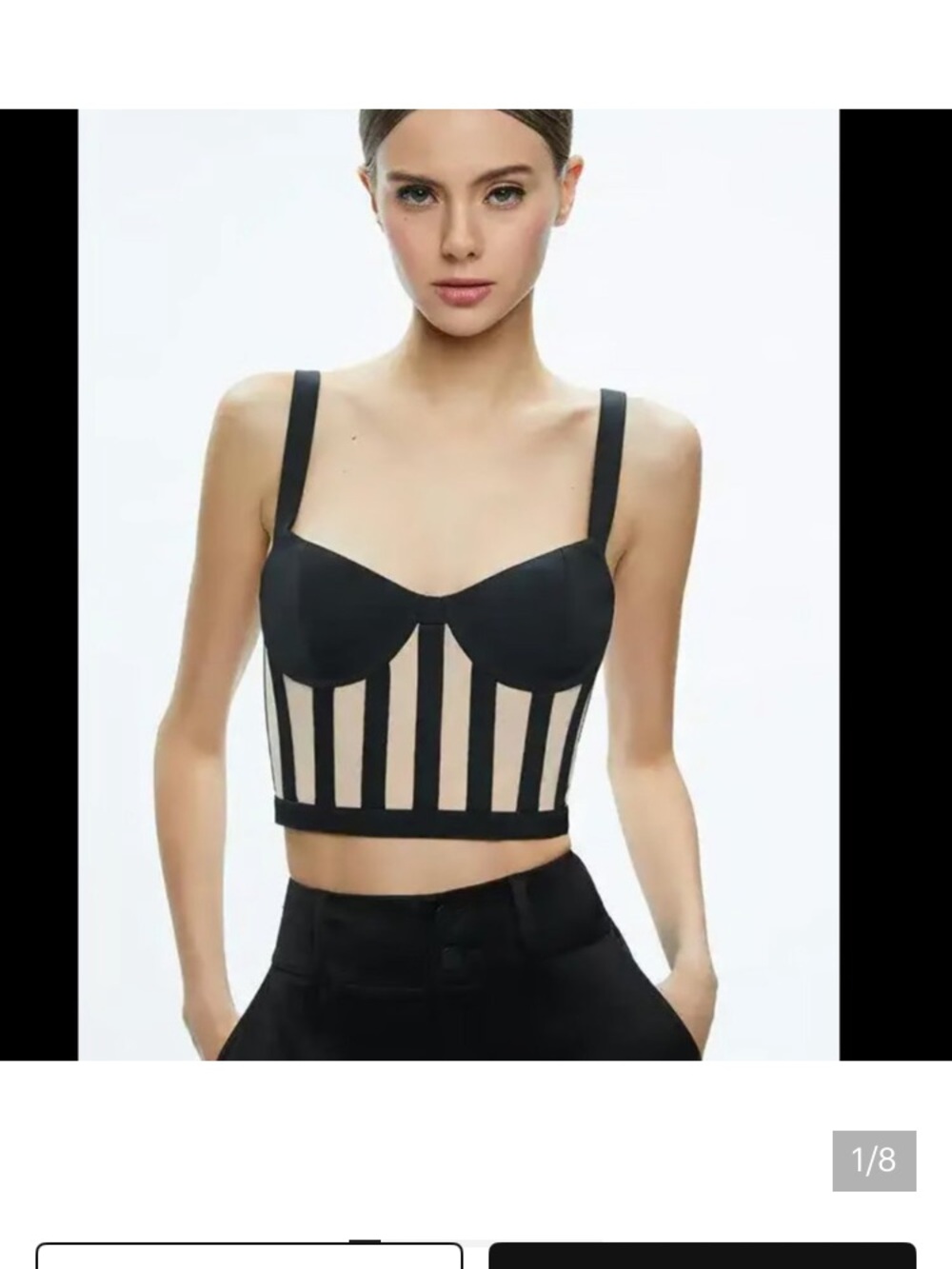 Alice + Olivia Black and Nude Striped Bustier Top